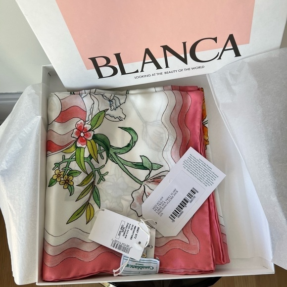 Casablanca Ping Pong Fleurie Jour Print Silk Scarf - Picture 7 of 10